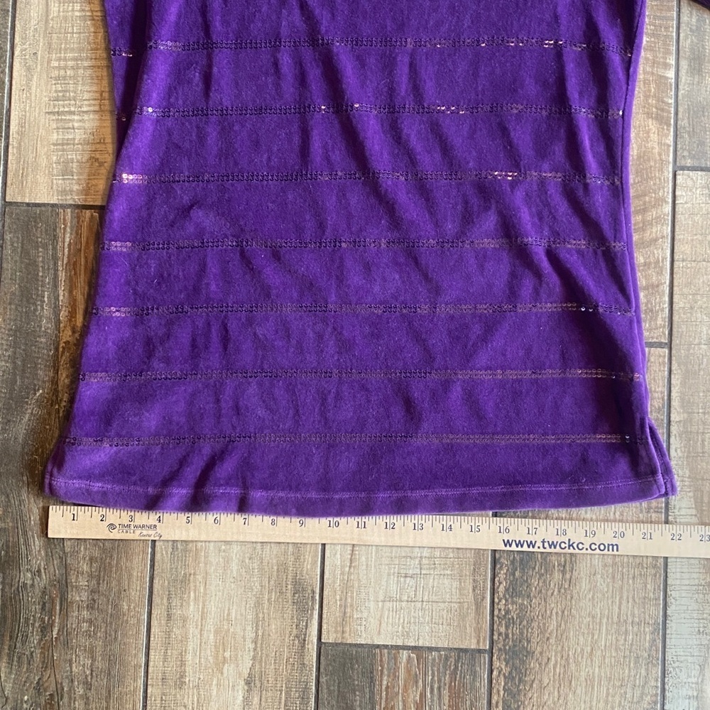 Quacker Factory Rich Purple Velvet Top - Picture 6 of 11